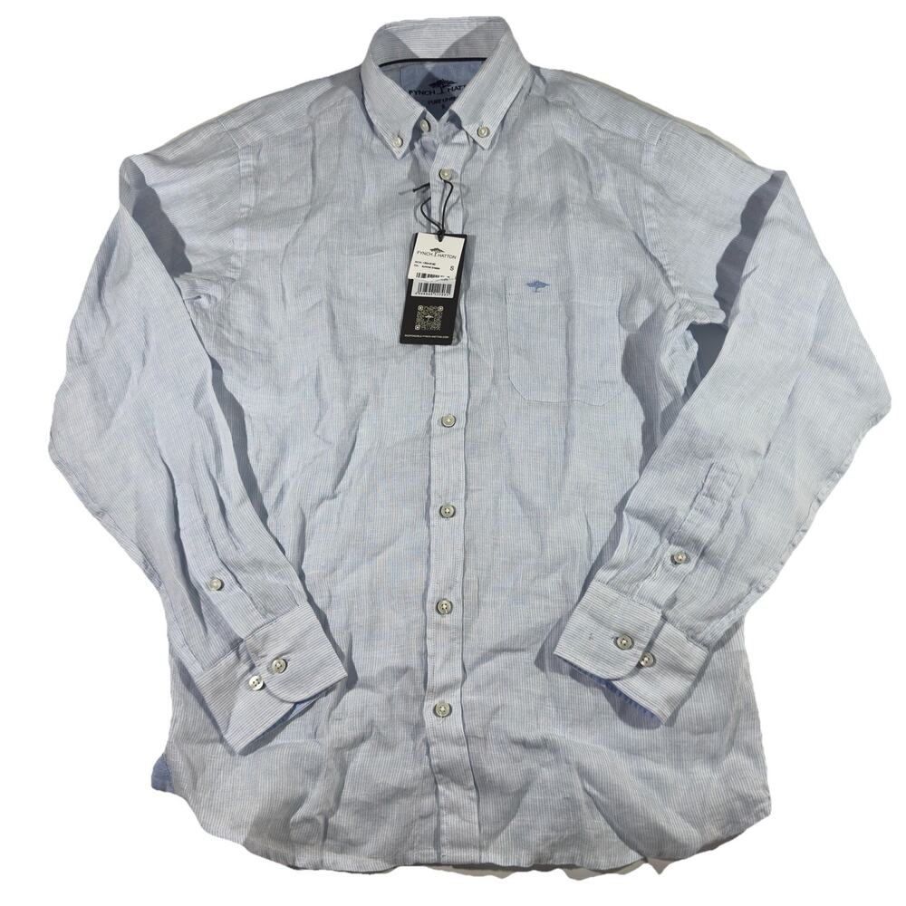 FYNCH-HATTON Pure Linen Button Down Long Sleeve Shirt Men’s Sz S Summer Breeze